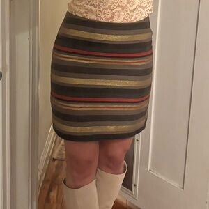 Banana Republic Brown and Gold Striped Mini Skirt